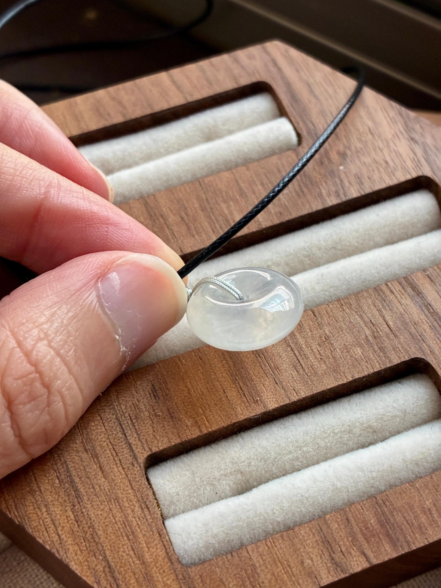 (Weekly Find!) Icy Snow White Donut Jadeite Pendant
