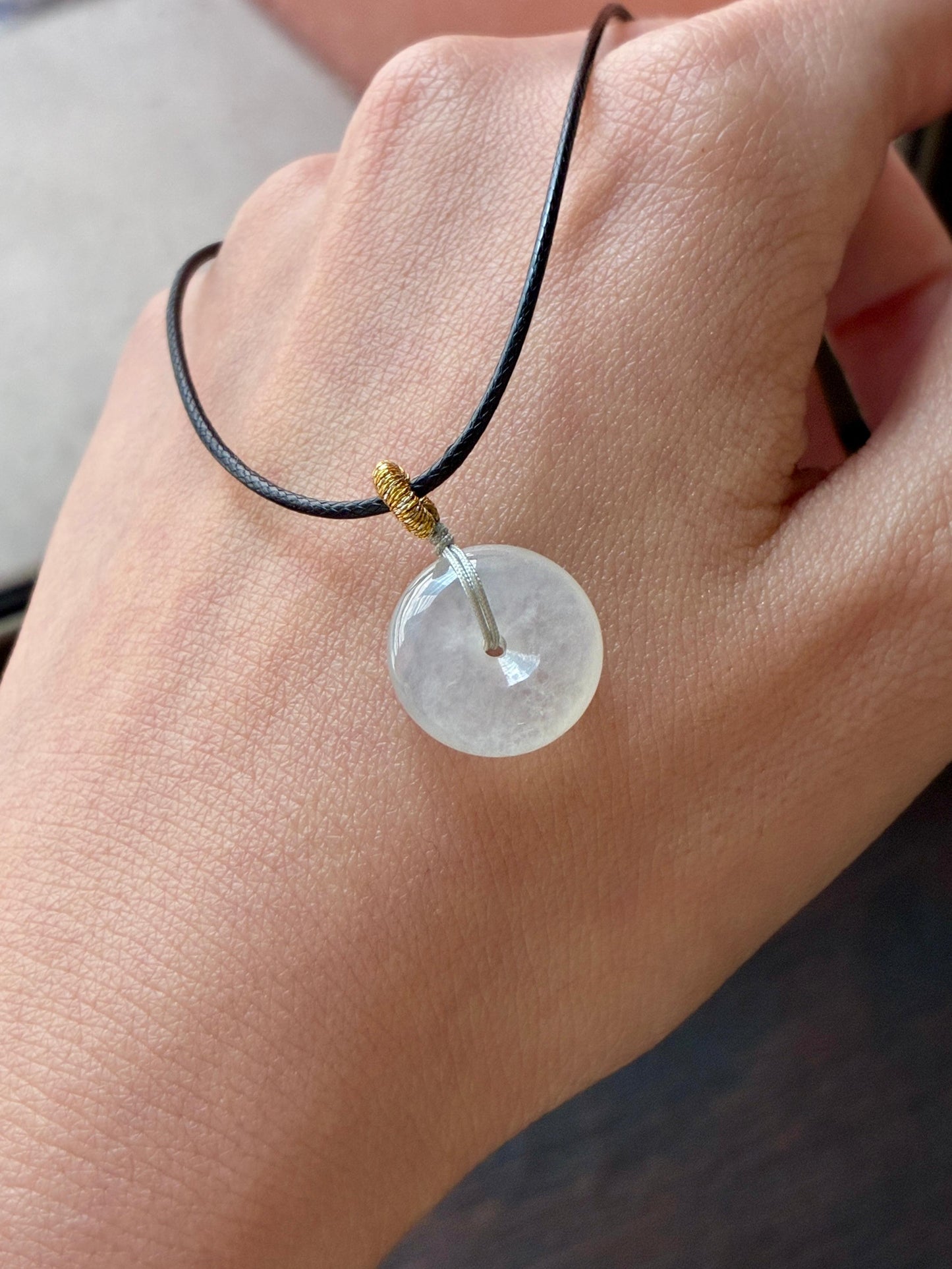 (Weekly Find!) Icy Snow White Donut Jadeite Pendant
