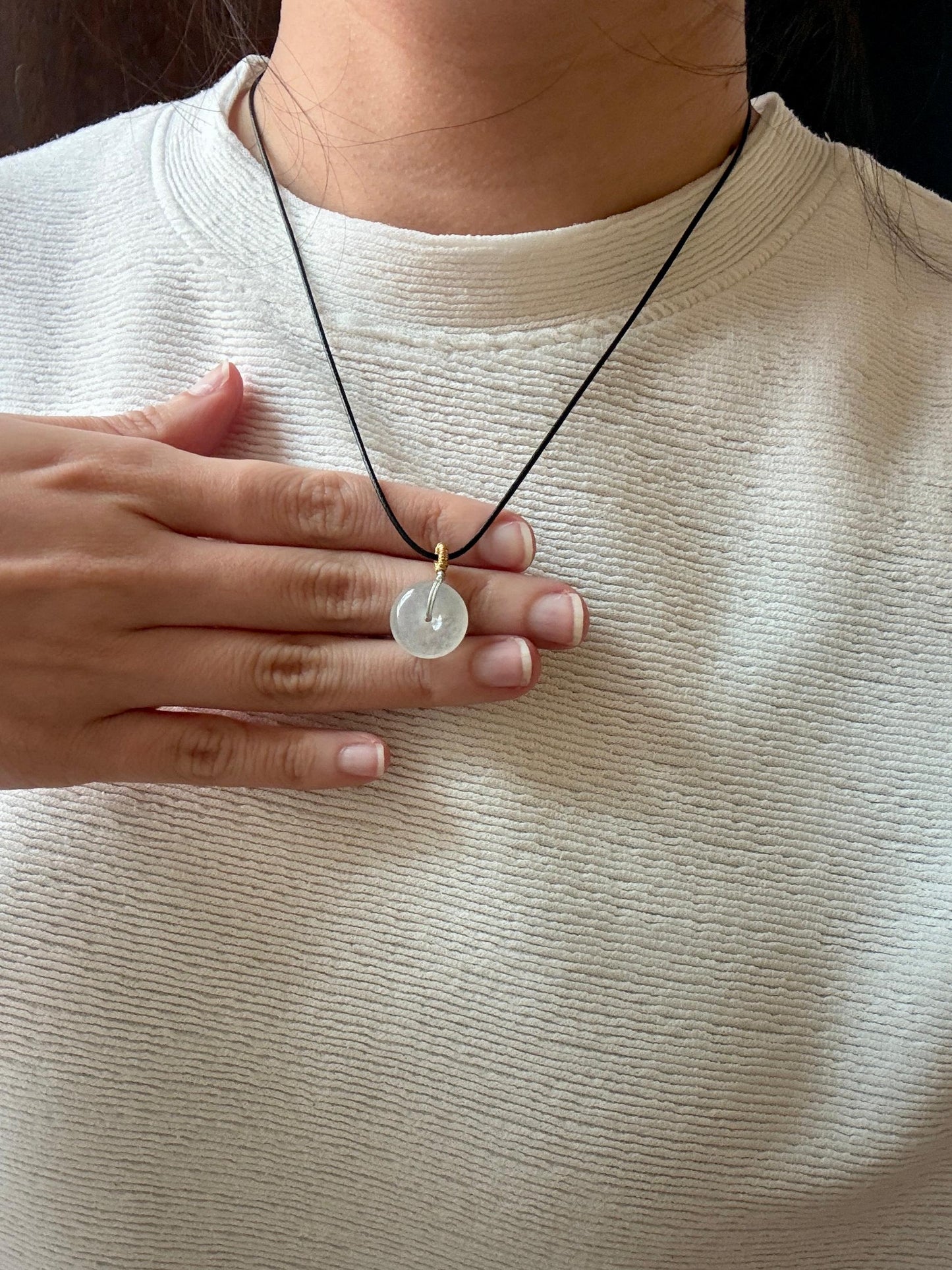 (Weekly Find!) Icy Snow White Donut Jadeite Pendant