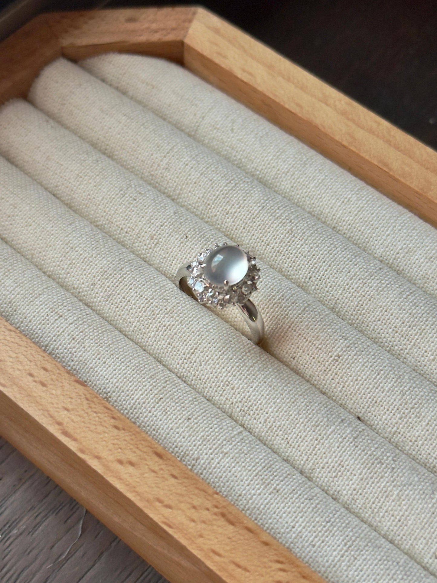 18K Colorless Halo Ring (Icy Variety)