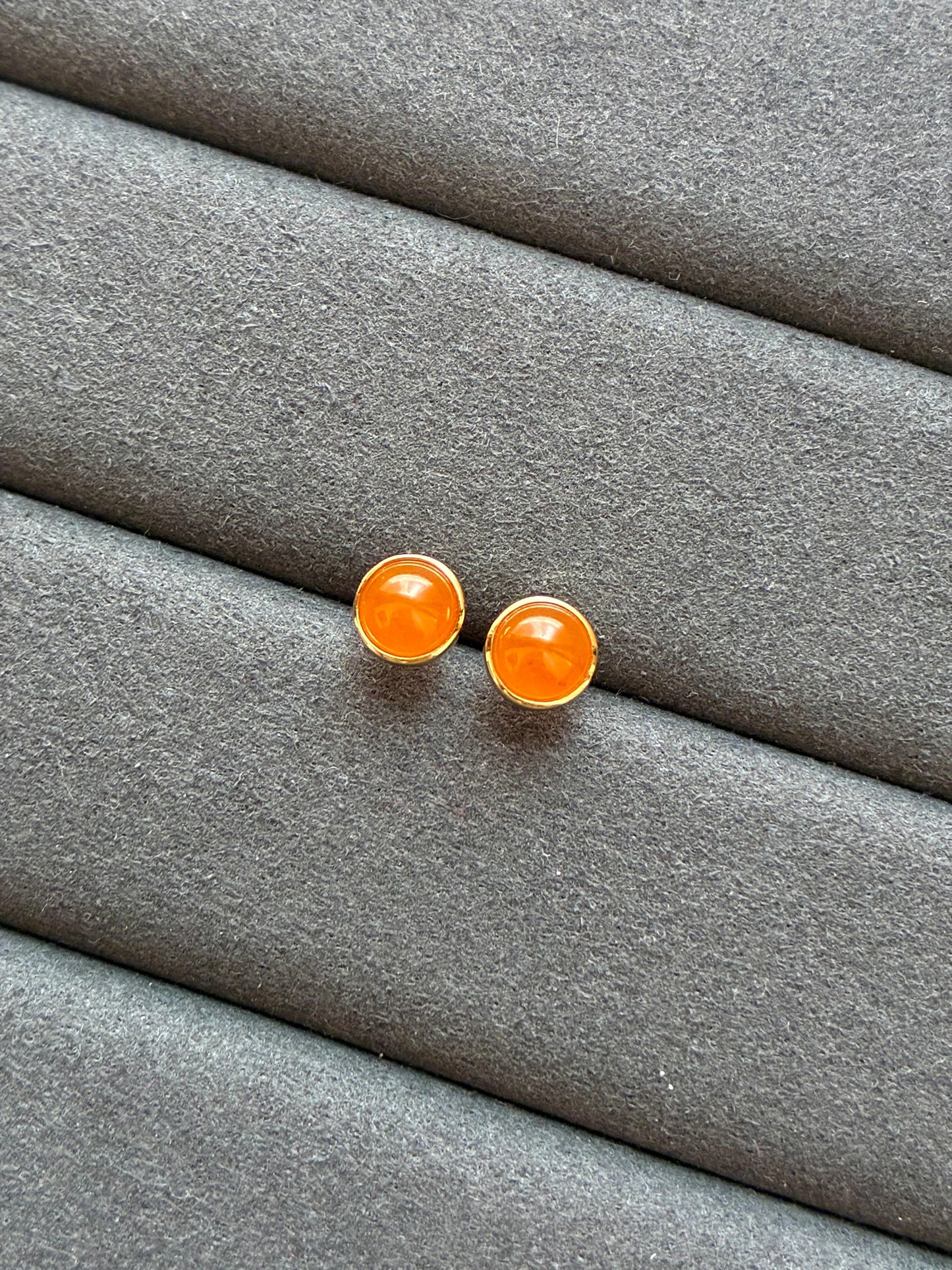 18K Icy Vivid Fanta Round Earrings (Rare!)