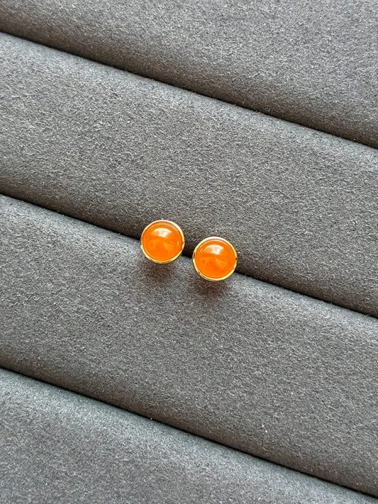 18K Icy Vivid Fanta Round Earrings (Rare!)