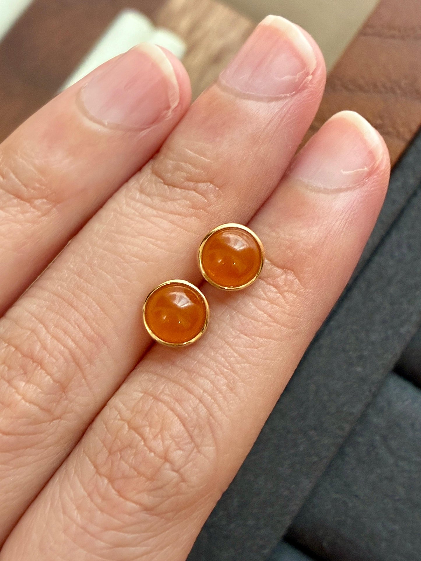 18K Icy Vivid Fanta Round Earrings (Rare!)
