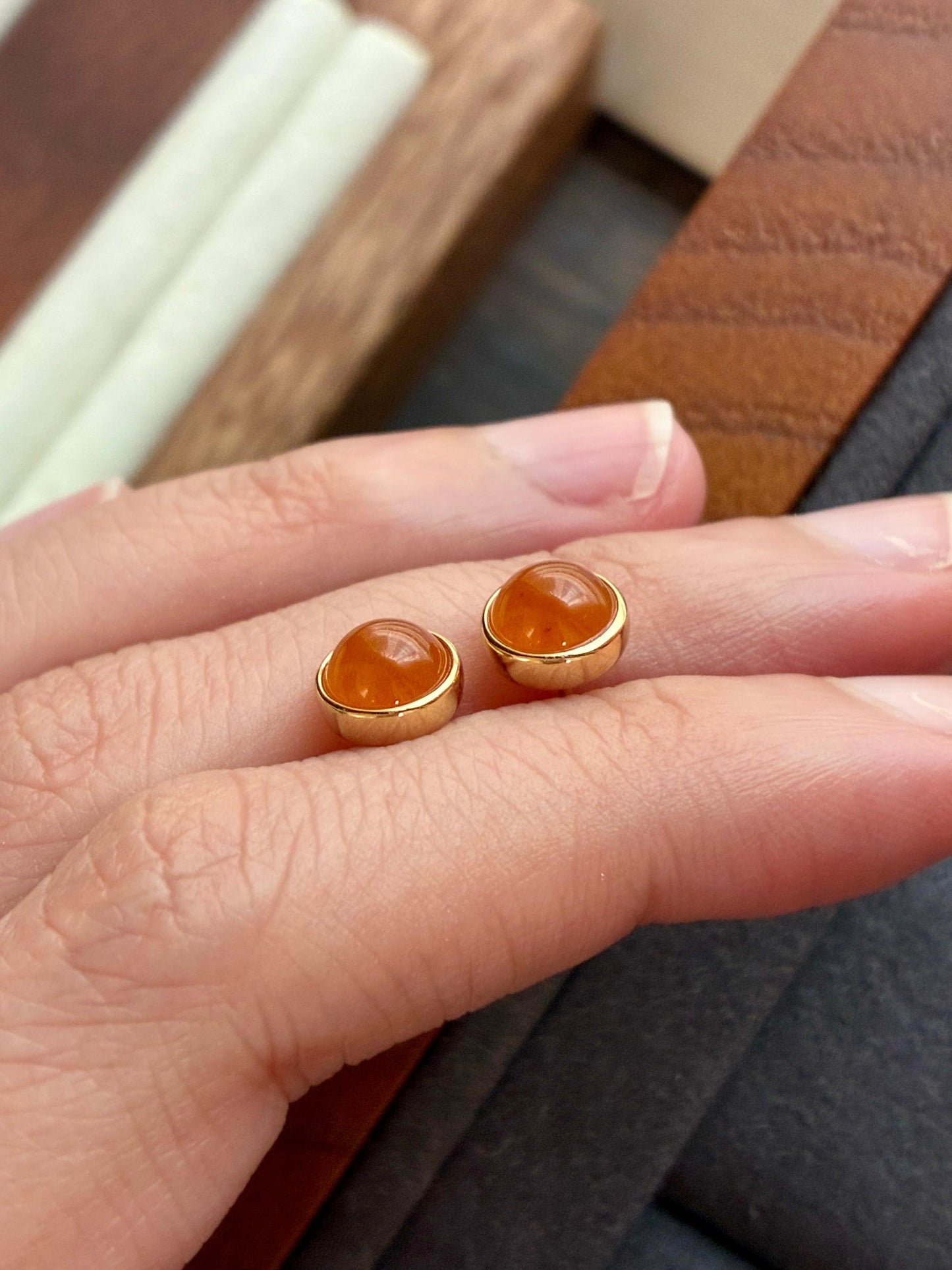 18K Icy Vivid Fanta Round Earrings (Rare!)