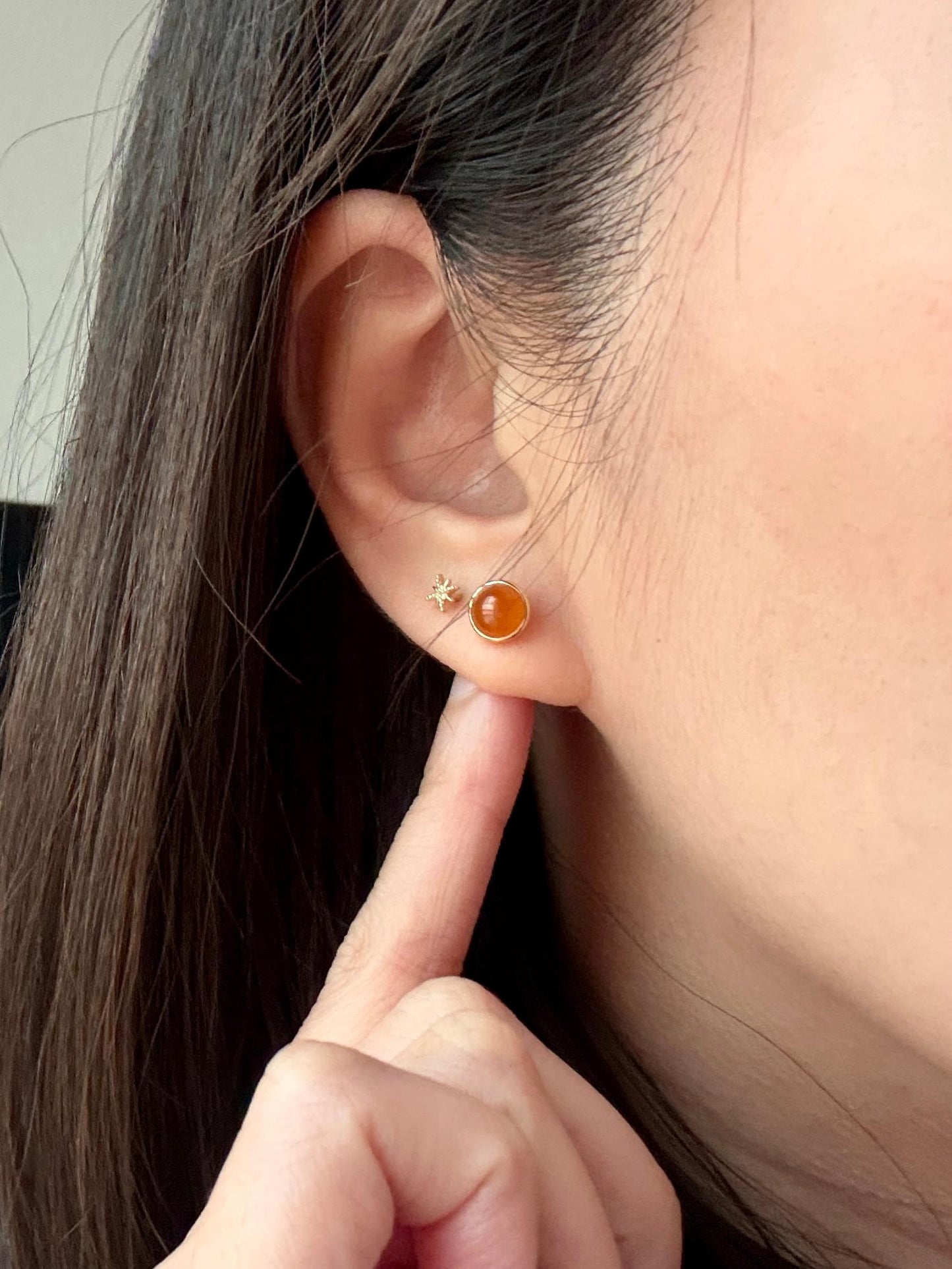 18K Icy Vivid Fanta Round Earrings (Rare!)