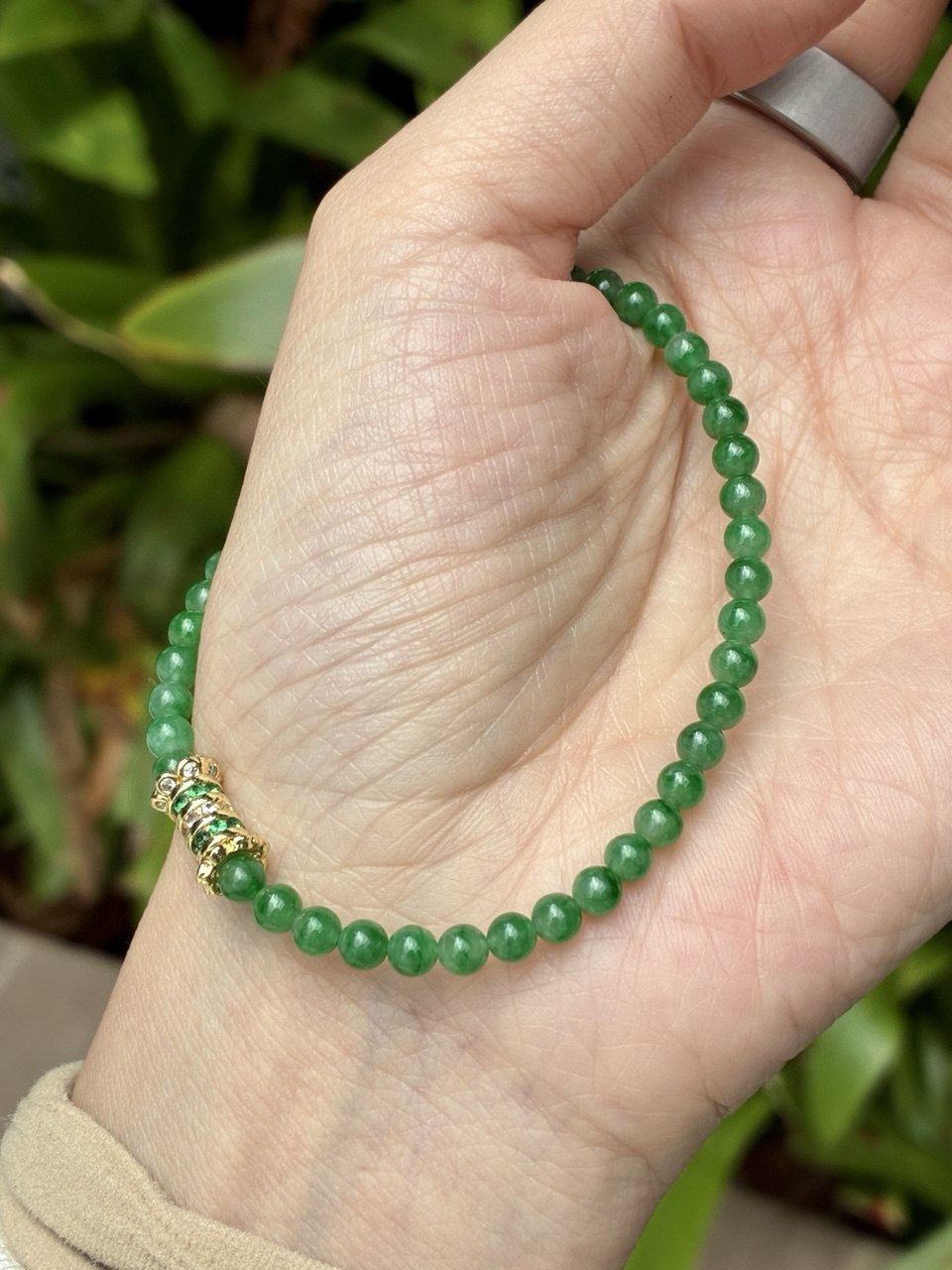 (Specially Sourced) 4.0mm Premium Spicy Sunny Green Jadeite Bracelet
