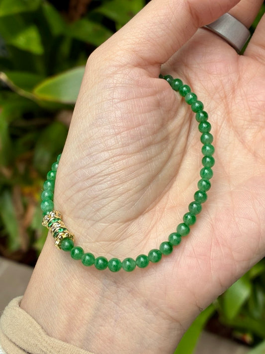 (Specially Sourced) 4.0mm Premium Spicy Sunny Green Jadeite Bracelet