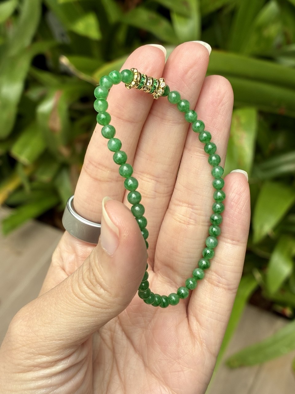 (Specially Sourced) 4.0mm Premium Spicy Sunny Green Jadeite Bracelet