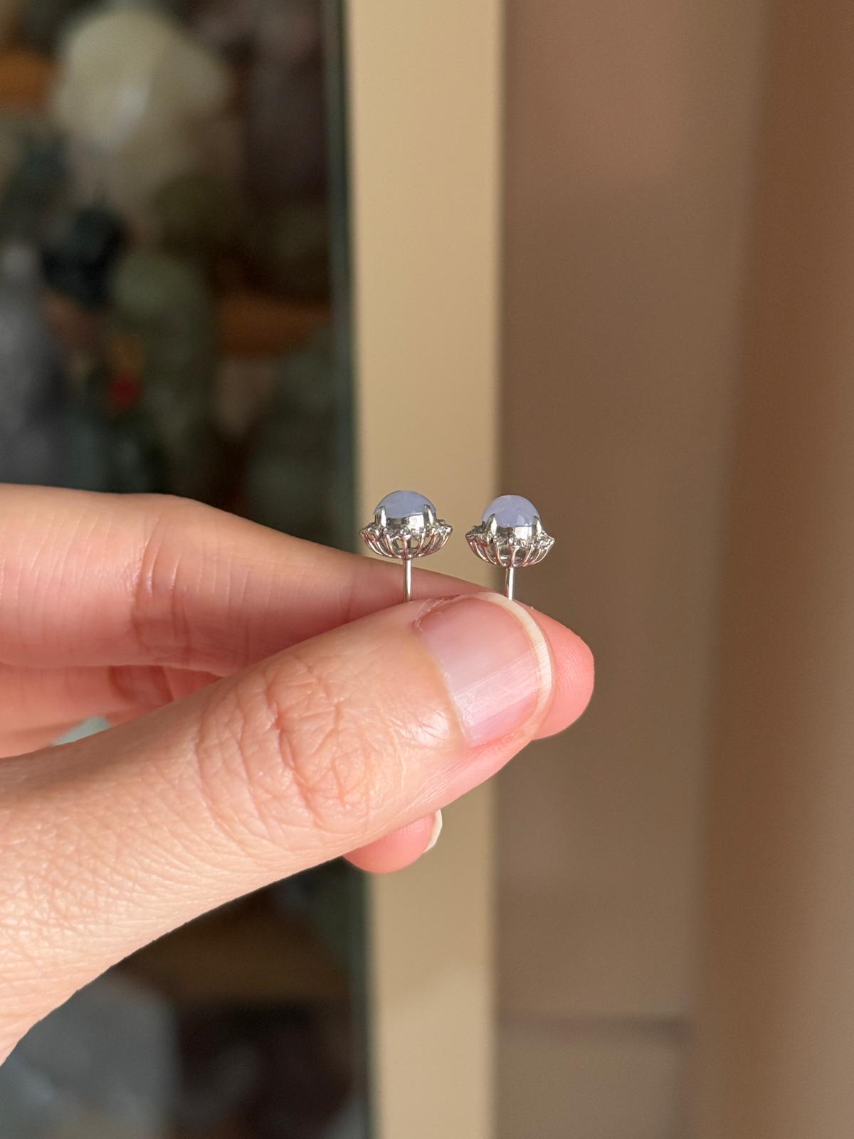 18K Glowy Oval Halo Lavender Earrings